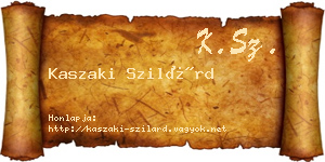 Kaszaki Szilárd névjegykártya